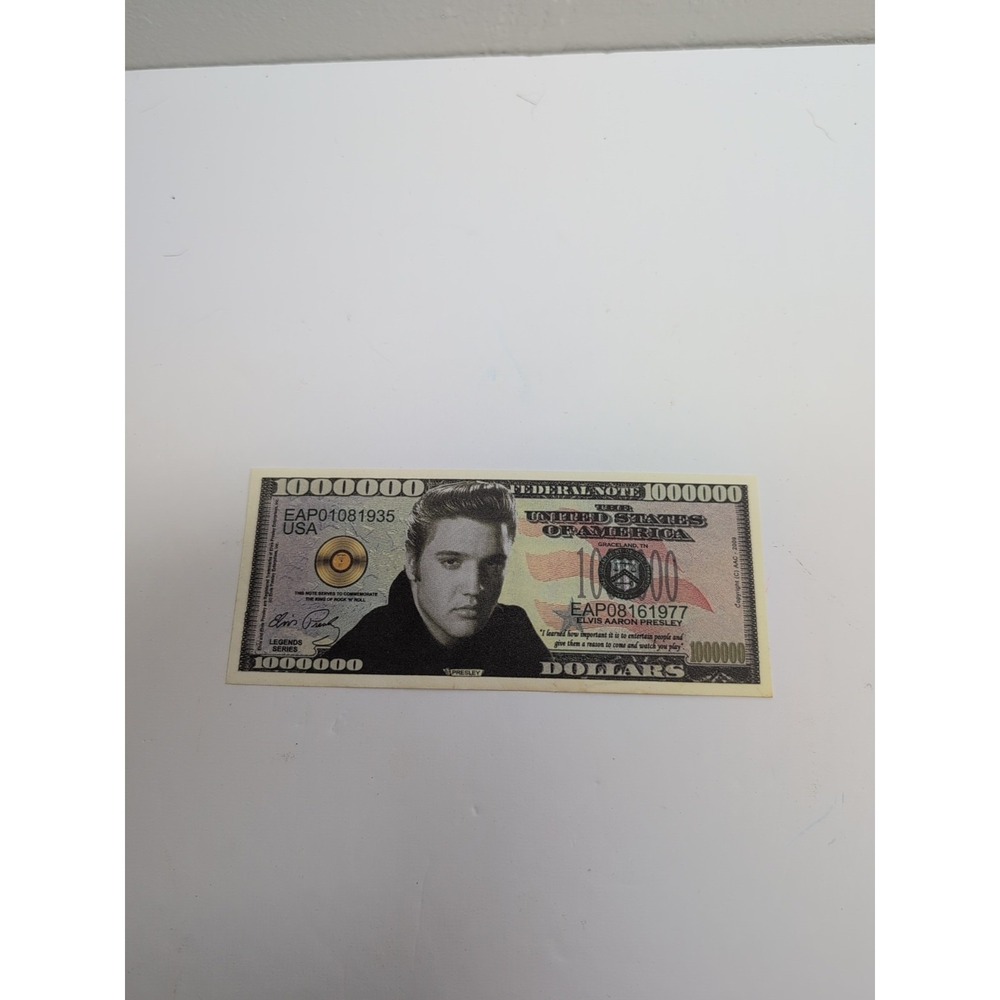 Elvis Presley Million Dollar Bill Play Funny Money Novelty Note